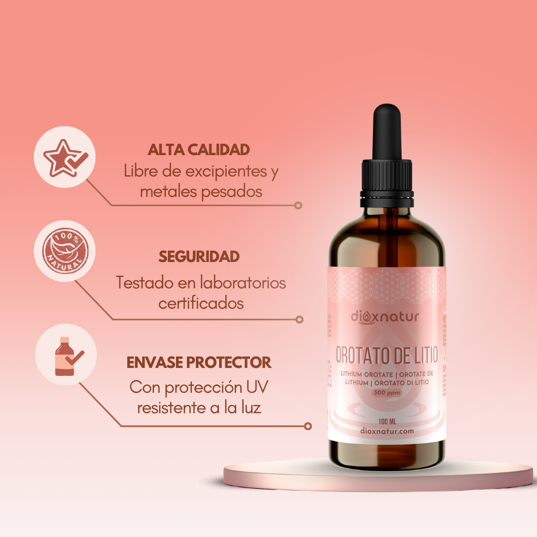 Orotato Di Litio WoldoHealth 500 PPM - Soluzione Pura Per Analisi, 100 Ml In Vetro